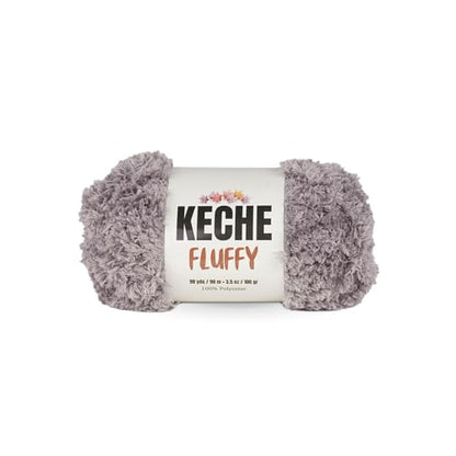 KECHE Fluffy Bulky Yarn – Super Soft Chunky Fuzzy Blanket Weight # 5 Yarn for Knitting Crocheting Crafting 3.5 oz (100 gr) 98 Yds (90 m) - Grey - color: Grey, size: 1 SKEIN