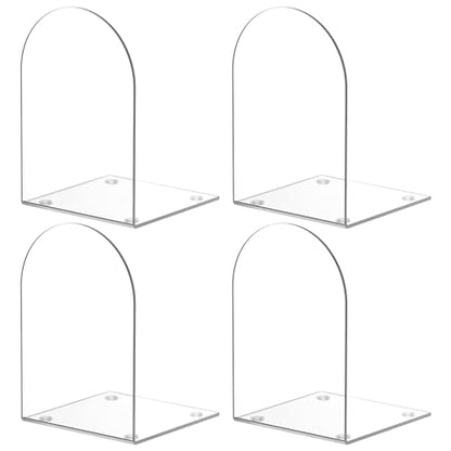 Acrylic Bookends 4 Pieces, Clear Bookends for Shelves, Book Ends for Shelves and Desktop Organizer, Transparent Shelf Book Stopper to Hold Books for Home Office Supplies - style: 4 Pieces Acrylic Bookends