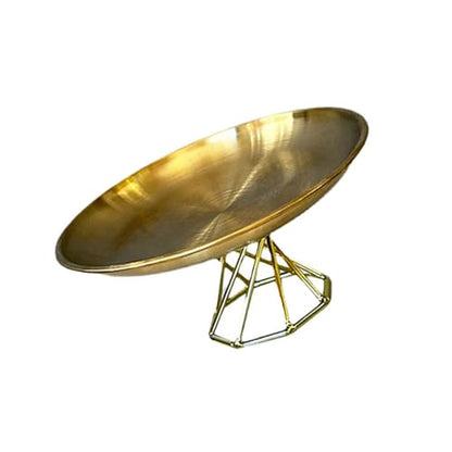 Elegant High-Footed Metal Jewelry Tray Stainless Steel Dessert Plate Decorative Food Serving Dish for Household Serving Platter