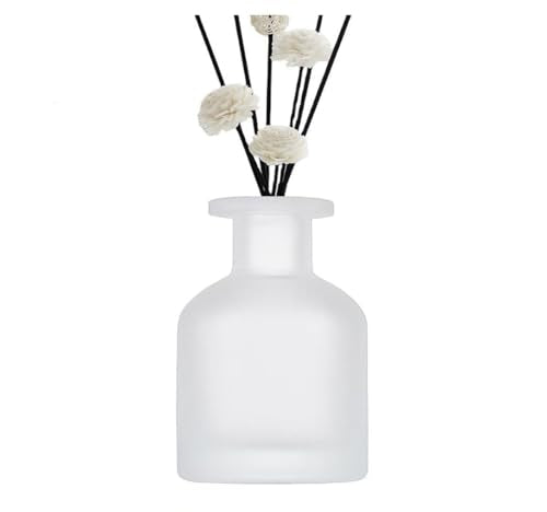 Glass Diffuser Bottles Empty Refillable Glass Container Jar 150ml / 5oz Fragrance Accessories DIY Replacement Diffuser Sticks Sets for Essential Oils Reed Sticks Crafts Spa Home Decoration (White) - color: White