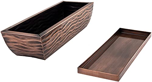 H Potter Succulent Planter Rectangular Plant Pot Flower Indoor Outdoor Window Box (Antique Copper Large) - color: Antique Copper Large