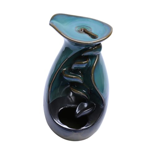 Happyyami Backflow Incense Burner Ceramic Censer Holder Decorative Home Aromatherapy Incense Holder for Meditation and Living Room Desktop Ornament