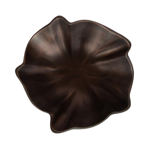 Kate and Laurel Flutte Scalloped Decorative Metal Serving Bowl; 10 x 10 x 3; Bronze; Modern Wavy Fruit Bowl for Kitchen Counter or Use as Tabletop Storage for an Entryway Table