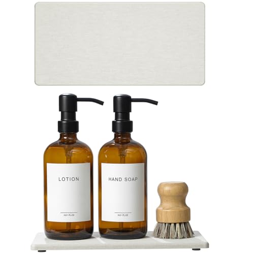 2PCS 10"x 5" Large Bathroom Sink Vanity Trays, Water Absorbing Diatomite Stone Quick Drying Mat for Kitchen Counter, Dish Rack Dispensers Sponge Holder Caddy Organizer, Beige, 10"x 5" - color: 2 Pack - Greige, size: 10" x 5"