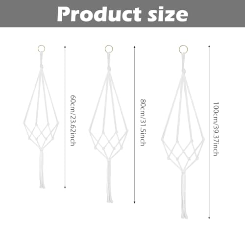 6 Pack Macrame Hanging Planter Holder 3 Sizes Indoor Hanging Planter Basket,Hanging Planter Basket Rope Holder Bohemian Hanging Planter for Home Bedroom Window Farmhouse Decor