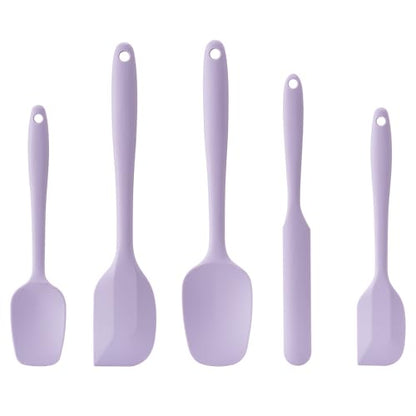 Silicone Spatula Set,5 Piece Food Grade Rubber Spatulas,Lavender | Spatulas Silicone Heat Resistant for Baking,Cooking,and Mixing High Heat Resistant Non Stick Dishwasher Safe BPA-Free - color: Lavender