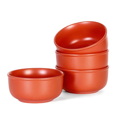 GZG 6-Inch Ceramic Cereal Bowls Set of 4, Terracotta Blush | Rustic Matte Glazed Stoneware, For Cereal, Soup, Salad & Snacks, 30 oz Capacity, Microwave & Dishwasher Safe - color: Terracotta Blush, size: 4 pcs Bowl Set