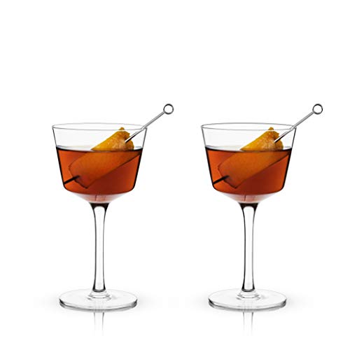 Viski Nick and Nora Glasses, Stemmed Drinkware, Premium Crystal Cocktail Glasses, Cocktail Coupe Glasses, Home and Bar Glass cups, Set of 2, 4oz - style: Nick & Nora Glasses