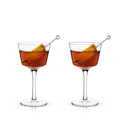 Viski Nick and Nora Glasses, Stemmed Drinkware, Premium Crystal Cocktail Glasses, Cocktail Coupe Glasses, Home and Bar Glass cups, Set of 2, 4oz - style: Nick & Nora Glasses