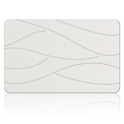 Veeloim Stone Bath Mat Diatomaceous Earth Shower Mat Non-Slip Super Absorbent Diatomite Stone Bath Mats for Bathroom Floor Quick Drying Natural Easy to Clean(23.6''×15.4" White) | Fast Drying, Super Absorbent, Sustainable Material, Non-Slip, Easy Maintena