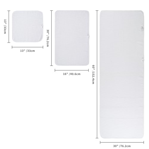 POLYTE 430 GSM Poly Blend Microfiber Quick Dry Waffle Bath Towel Set of 6 | 2-Body Towels, 2-Hand Towels, 2-Wash cloths, Oversize, Lint Free - color: White