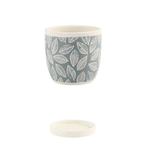 yeyo Elegant Ceramic Planters with Drain Hole and Saucer Decorate Home Office Outdoor House Plants for Balcony(Blue) - color: Blue