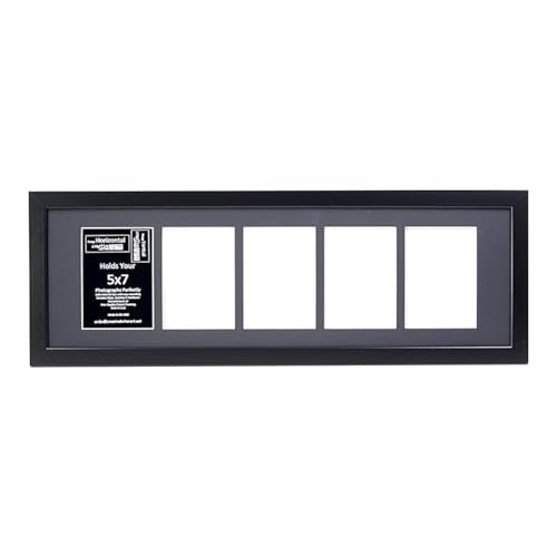 Creative Letter Art - 5 Opening 5x7 Black Picture Frame with 10x32-inch Black Mat Collage including Full Strength Glass, Alphabet Photography - color: 5 opening, size: Black w/ Black