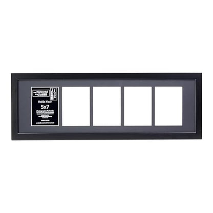 Creative Letter Art - 5 Opening 5x7 Black Picture Frame with 10x32-inch Black Mat Collage including Full Strength Glass, Alphabet Photography - color: 5 opening, size: Black w/ Black
