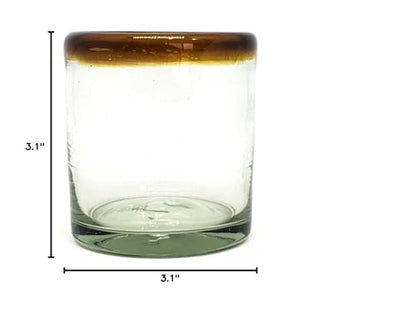 Amber Rim 8 oz DOF Rock Glasses (set of 6), Recycled Glass, Lead-free, Toxin-Free (DOF Rocks) - style: 8 oz DOF Rocks