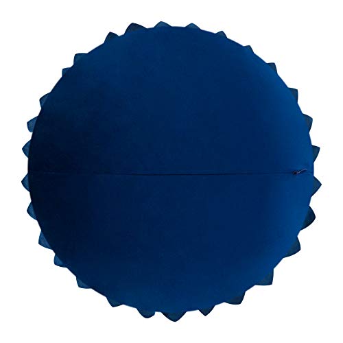 JWH Flower Velvet Throw Pillow Covers Aeshtetic Decorative 3D Sunflower Accent Pillow Case Round Pillowcase Handmade Cushion for Living Room Bed Couch Home 12 Inch Navy Blue