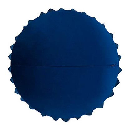 JWH Flower Velvet Throw Pillow Covers Aeshtetic Decorative 3D Sunflower Accent Pillow Case Round Pillowcase Handmade Cushion for Living Room Bed Couch Home 12 Inch Navy Blue