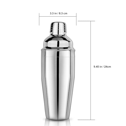 24oz Cocktail Shaker Set Martini Shaker Set Bartender Set | Professional 18/8 Stainless Steel Bar Tools with Margarita Mixer Drink Shaker, Measuring Jigger and Mixing Spoon (Silver) - color: Silver