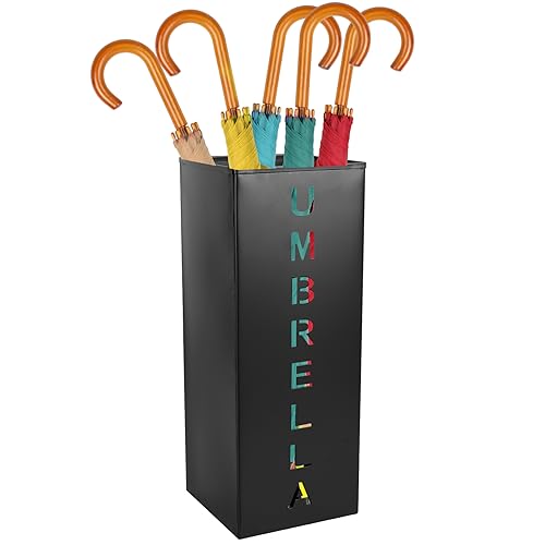 Metal Umbrella Holder, 16.5x6.3x6.3inch Square Free Standing Umbrella Rack Decorative Umbrella Holder Bin Multipurpose Walking Sticks Holder for Umbrella Cane Entryway Home Office (Style A) - color: Style A