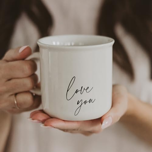 Sweet Water Decor Love You Coffee Mug, 11 oz Ceramic Cup, Dishwasher & Microwave Safe, Cute Mug for Moms, Wife & Grandma, Mother's Day & Birthday Gift Idea, For Tea & Espresso - style: Love You - Neutral