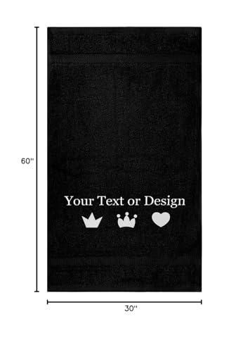Personalized Bath Towel - Custom Turkish Cotton Towels with Embroidered Name, Monogram - Soft & Absorbent Bath Sheet - Black, 30"x60" (1 Pack) - color: Black, size: Bath Sheet (30"x60")