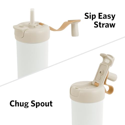 Glad Sip & Chug Insulated Water Bottle - Skinny Stainless Steel Tumbler with Straw and Chug Lid - Leak Resistant Double Walled Metal for Hot and Cold Drinks, 23oz, Beige - color: Beige