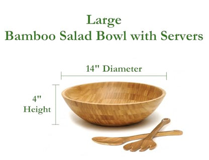 Lipper International Bamboo Salad Bowl with Salad Servers - size: Large, style: 3-Piece Set