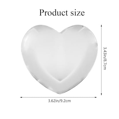 Dnyta 2Pcs Stainless Steel Decorative Tray, Decor Jewelry Dish for Dresser | Decor Makeup Serving Trays for Dresser Cosmetics Keys Watch Wallet Trinket (Small, Heart Shape, Silver) - style: Heart-shaped silver style (2pcs)
