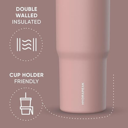Hydrapeak Nomad 32oz Stainless Steel Insulated Travel Tumbler with Handle & Straw Lid, Leakproof, Cupholder Friendly, Back to School, College Dorm, Gym & Everyday Hydration, Cold 24 Hours (Rosewood) - color: Rosewood