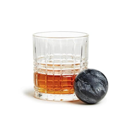 Two's Company Double Old Fashion Whisky Set, Includes Stone Ball in Gift Box, 10 Oz Glass, 2-inch Diameter Stone Ball