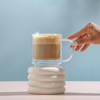 JoyJolt Haven Stackable Double Wall Glass Mugs, Set of 2 (13.5oz) Insulated Coffee Cups, Double Wall Glass Coffee Cups, Tea Cups, Latte Cups, Cappuccino Cups, Clear mugs set of 2 - style: Clear Mugs