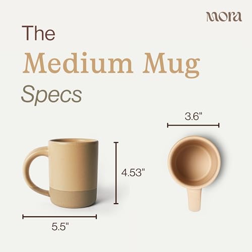 MORA Medium Mugs Set of 4, 16oz Ceramic Pottery Latte Mugs/Coffee Cups - Microwave and Dishwasher Safe - Merrigold - color: Merrigold