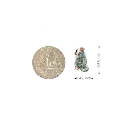 Handmade Adorable Mini Ceramic Animal Figurine – Porcelain Miniature Collectible Decor (Sugar Glider) - style: Sugar glider