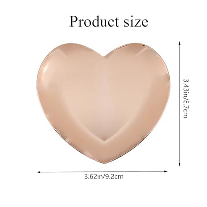 Dnyta 2Pcs Stainless Steel Decorative Tray, Decor Jewelry Dish for Dresser | Decor Makeup Serving Trays for Dresser Cosmetics Keys Watch Wallet Trinket (Small, Heart Shape, Rose Gold) - style: Heart-shaped rose gold style (2pcs)