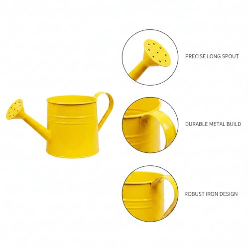 Long Spout Iron Watering Can for Indoor & Outdoor Plants, Durable Metal Design with Precise Flow Control (1 Pack) - color: Yellow