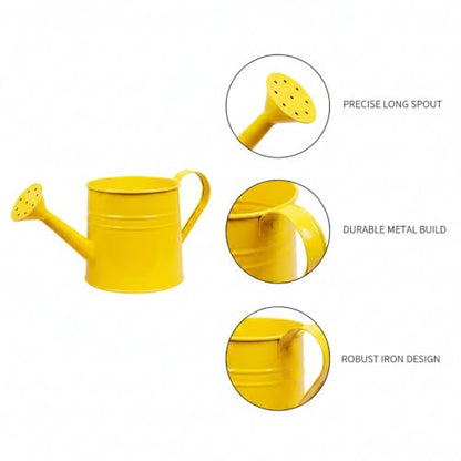 Long Spout Iron Watering Can for Indoor & Outdoor Plants, Durable Metal Design with Precise Flow Control (1 Pack) - color: Yellow