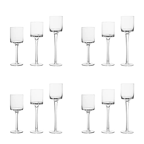 4 Sets (12 Pcs) Candlestick & Tealight Candle Holders Tall High Elegant Clear Glass Tealight Holder Suitable for Candles Under 6cm (2.36") in Diameter Fit Home Party Wedding Table Centerpiece Decor - color: 4sets Clear