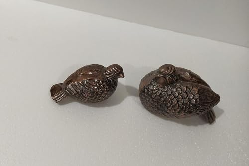 Elegant Decorative Metal Quail Partridge Pheasant Set of 2 Bird Statues with Antique Copper Finish Ideal for Home, Office, and Restaurant Decoration