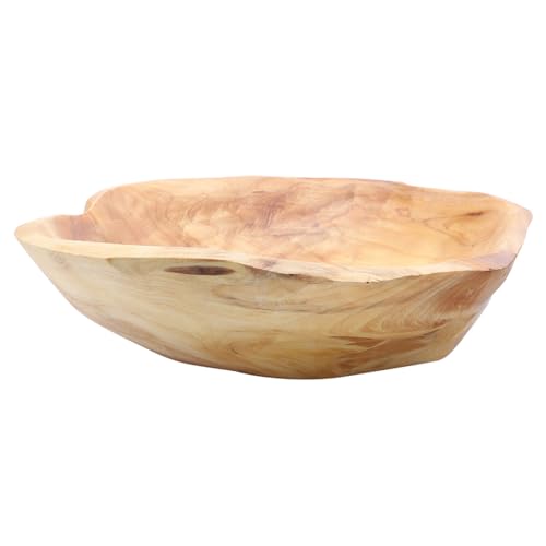 Luxshiny Wood Fruit Bowl Rustic Carved Serving Bowl for Salad Snacks and Fruit 7.95 X 7.08 X 2.36 in Decorative Tray for Dining Room Living Room Kitchen Garden Housewarming Gift