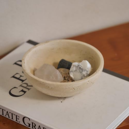 WILD WORKS Natural Travertine Bowl, 6"Stone Decorative Bowls, Catchall Tray