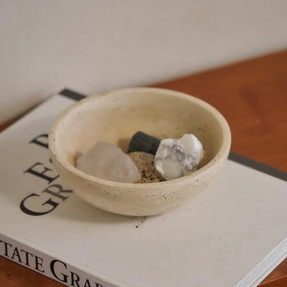 WILD WORKS Natural Travertine Bowl, 6"Stone Decorative Bowls, Catchall Tray