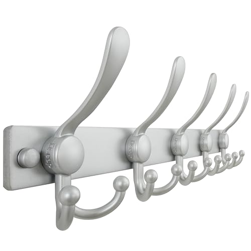 Coat Rack Wall Mount, Heavy Duty 12-Gauge Base vs Flimsy 1mm, Double-Thick Solid Anti-Snap Hooks, 16” Stud-Mount, Stainless Steel Hanger for Clothes Hat Entryway Closet Mudroom, Silver - color: Silver, size: L=17" (1pcs)