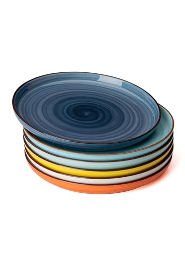 Sweese 7.4 Inch Porcelain Dessert Plates - Round Salad/Appetizer Plate Set, Microwave Dishwasher Safe, 6 Pack, Vibrant Colors - color: Multicolor, size: 7.4 Inch
