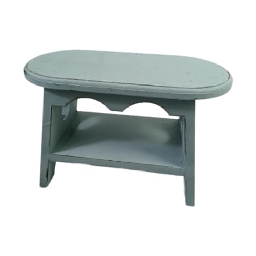 Wooden Stool Plant Stand Bonsai Rack Oval Decorative Rustic Small Plant Pot Riser Holder for Indoor Outdoor Table- Blue - color: Blue