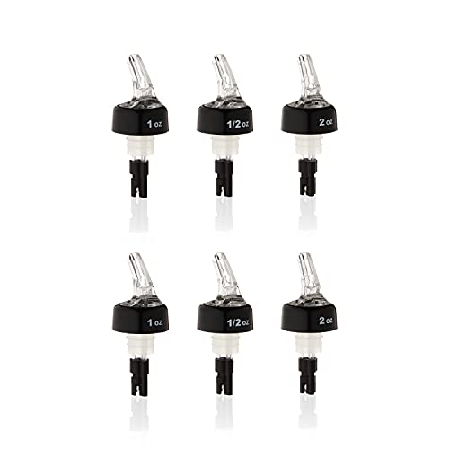 TRUE Measured Pour Spouts for Liquor Bottles Alcohol Pouter Spouts Home bar Liquor Pourers, 0.5oz, 1oz, 2 oz, Set of 6 - size: 0.5-2oz (set of 6)