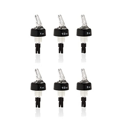 TRUE Measured Pour Spouts for Liquor Bottles Alcohol Pouter Spouts Home bar Liquor Pourers, 0.5oz, 1oz, 2 oz, Set of 6 - size: 0.5-2oz (set of 6)