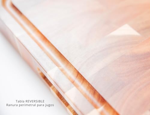 KANKA Acacia Wood Cutting Board Reversible – 19 x 14 Extra Large End Grain Butcher Block with Juice Groove, Non-Slip Feet & Built-In Handles – Ideal Wooden Cutting Board for Meat & Chopping