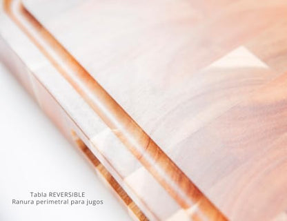 KANKA Acacia Wood Cutting Board Reversible – 19 x 14 Extra Large End Grain Butcher Block with Juice Groove, Non-Slip Feet & Built-In Handles – Ideal Wooden Cutting Board for Meat & Chopping