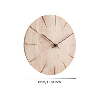 Baoblaze Minimalist Modern Nordic Solid Wood Wall Clock Decorative Hanging Ornament Creative Design Silent Non Ticking Gift for Bedroom Office Home Restaurant