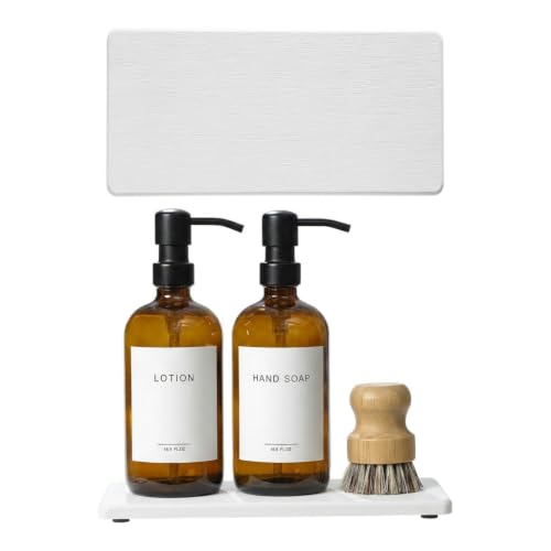 2PCS 10"x 5" Large Bathroom Sink Vanity Trays, Water Absorbing Diatomite Stone Quick Drying Mat for Kitchen Counter, Dish Rack Dispensers Sponge Holder Caddy Organizer, White, 10"x 5" - color: 2 Pack - Ivory, size: 10" x 5"